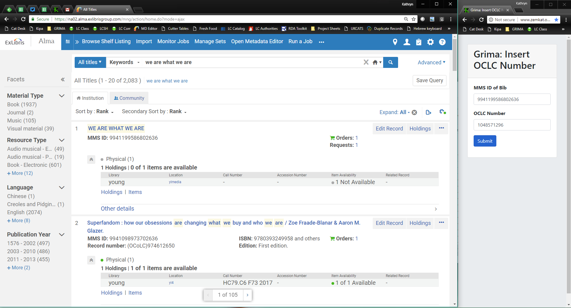 Screen shot of skinny grima with Alma