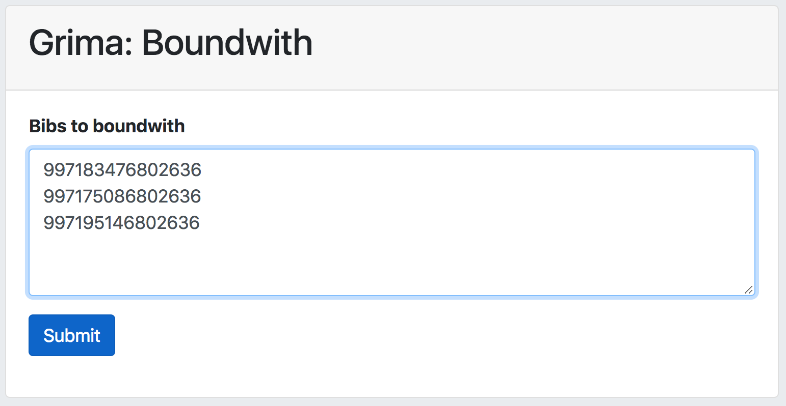 Screenshot of boundwith output