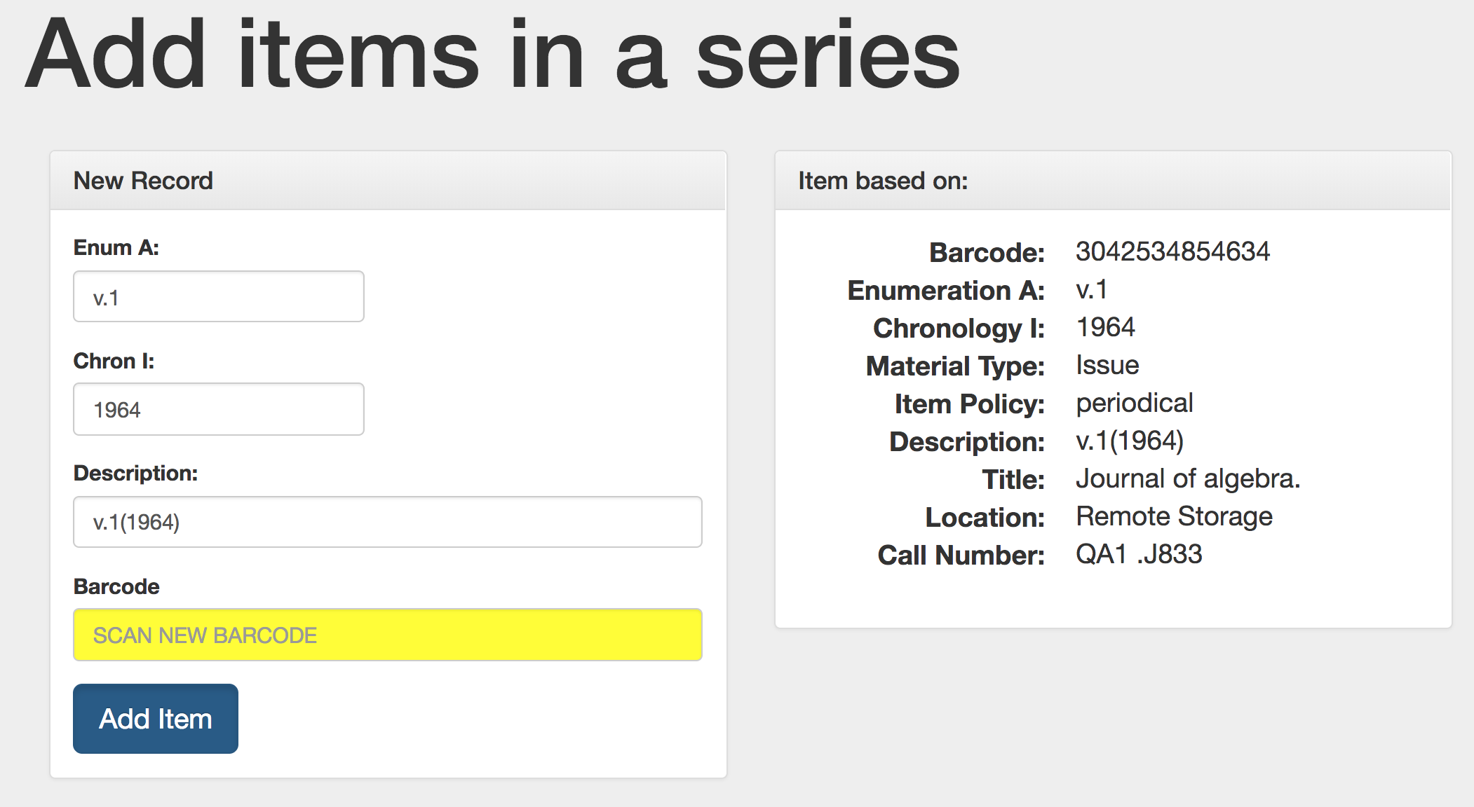 Screenshot of grima form