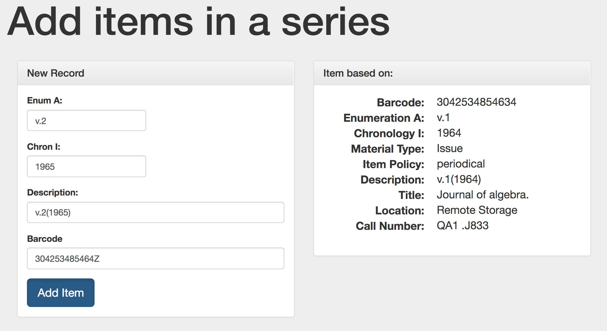 Screenshot of grima form
