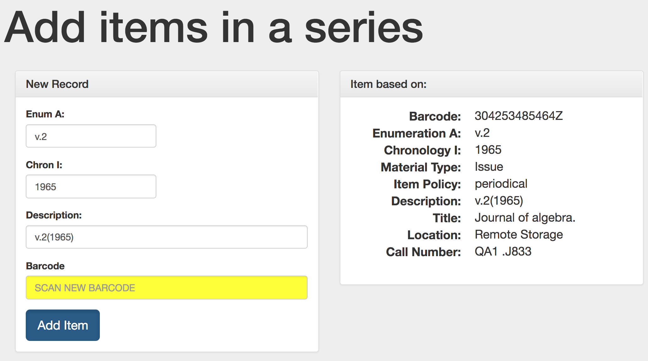 Screenshot of grima form
