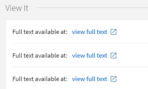 Screenshot of links all saying "view full text"